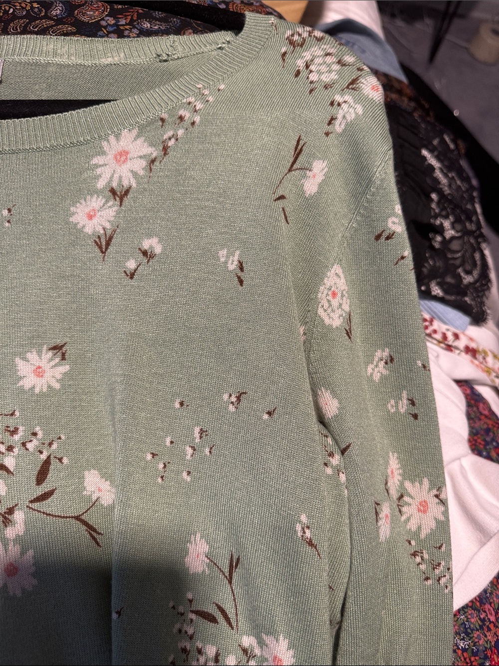 Daniel Rainn Sage Green Floral Crew Sweater - Picture 4 of 5